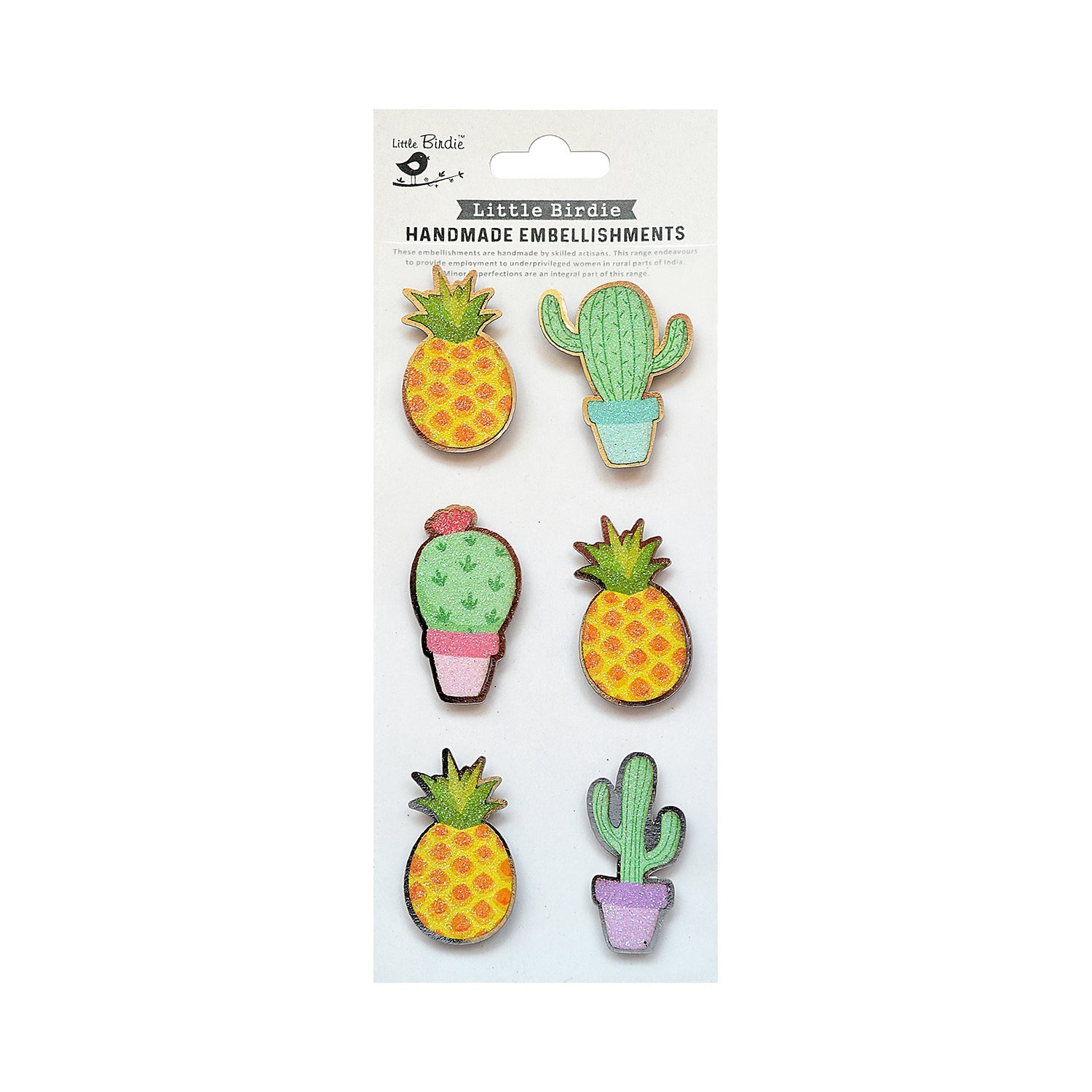 Self Adhesive Stickers Pineapple & Cactus 6pc