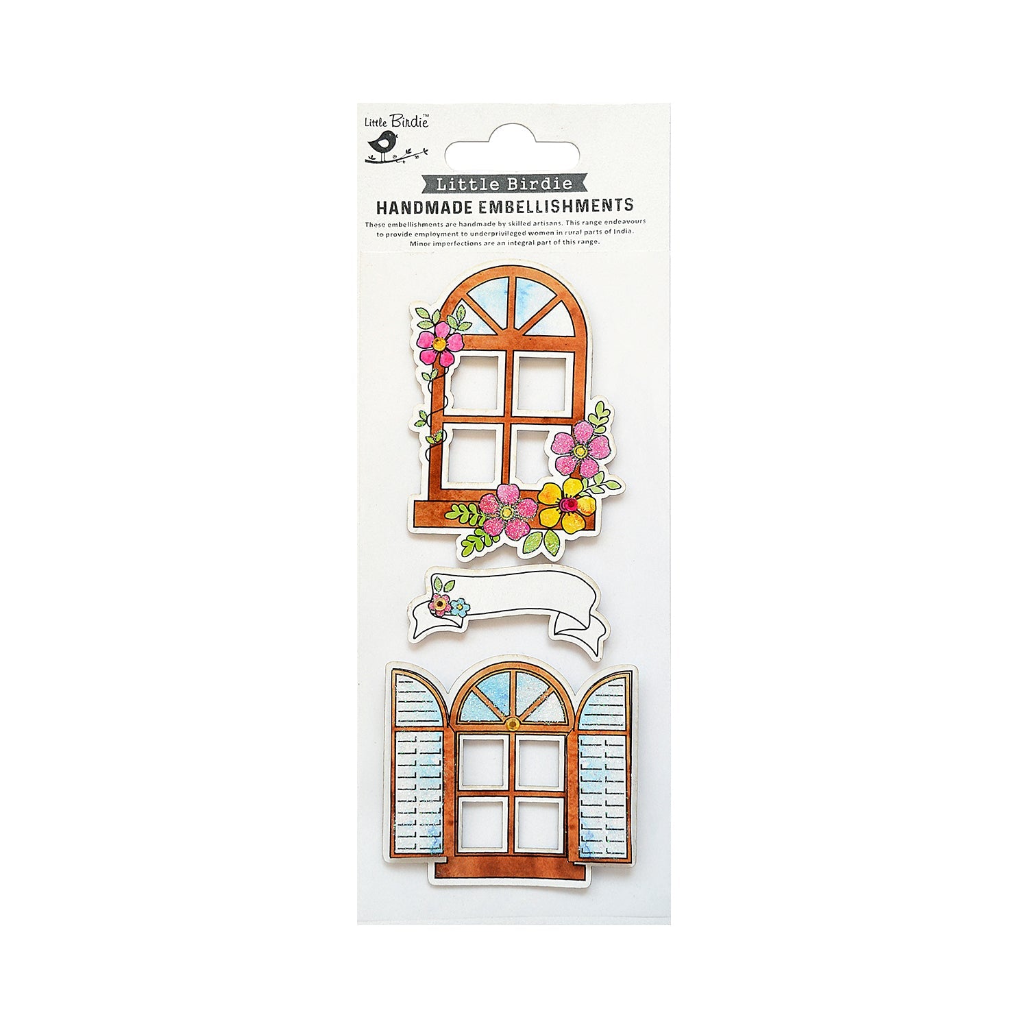 Self Adhesive Stickers Vintage Windows 3pc