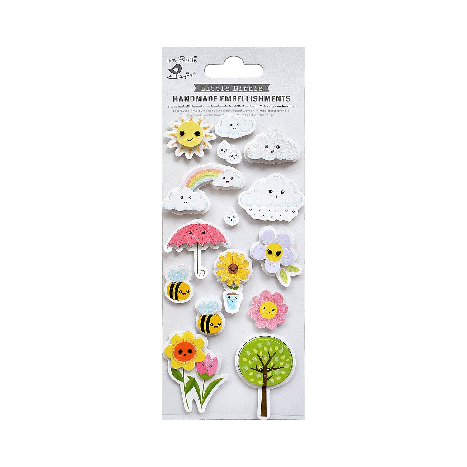 Handmade Stickers Sunshine N' Clouds 15pc