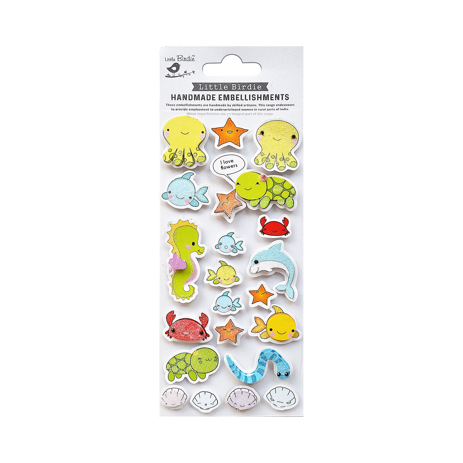 Handmade Stickers MARINE LIFE 22pc
