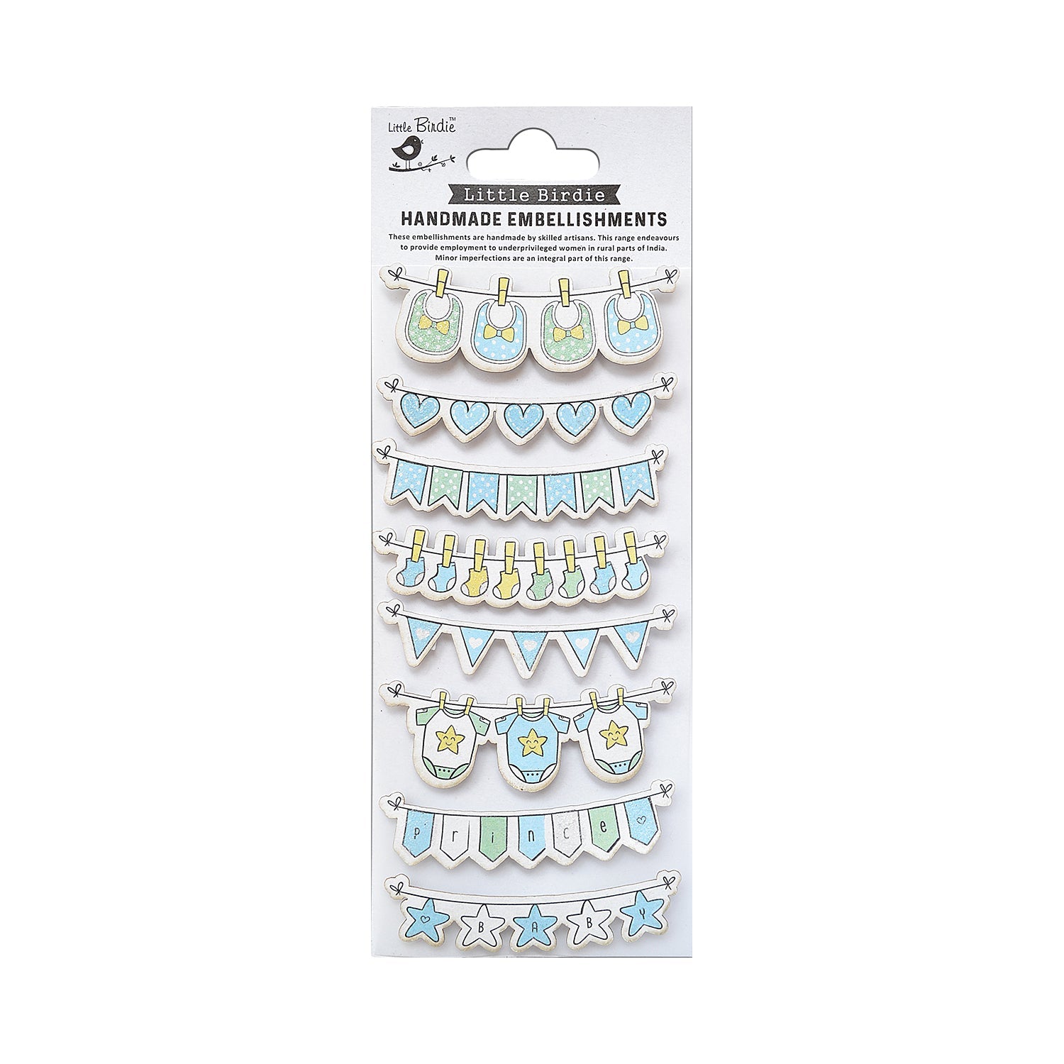 Handmade Stickers Socks and Bibs Blue 8pc