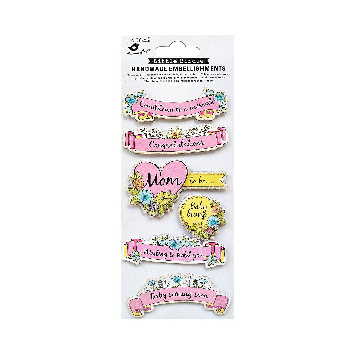 Handmade Stickers Countdown to a Miracle Pink 6pc