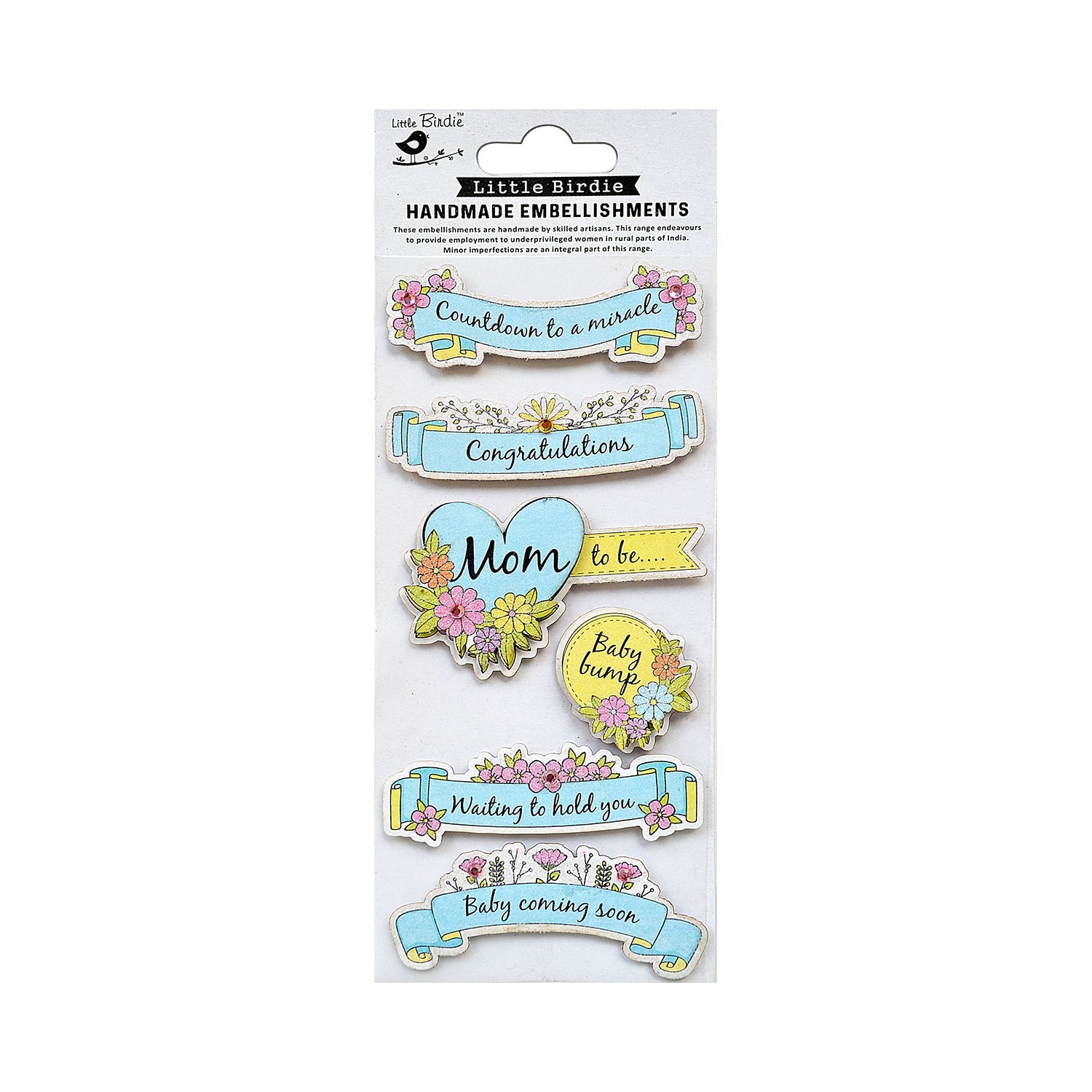 Handmade Stickers Countdown to a Miracle Blue 6pc