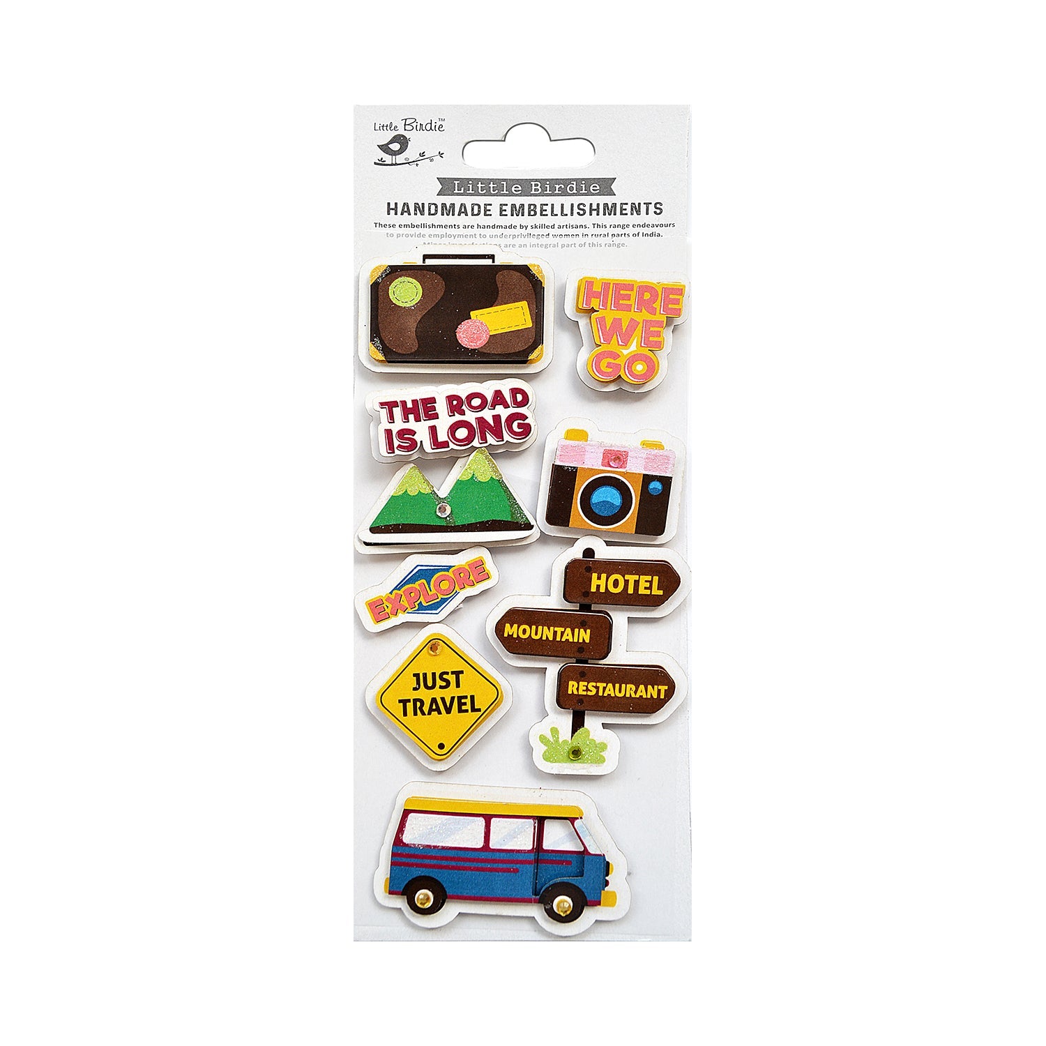 Handmade Stickers 3D Here We Go 9pc