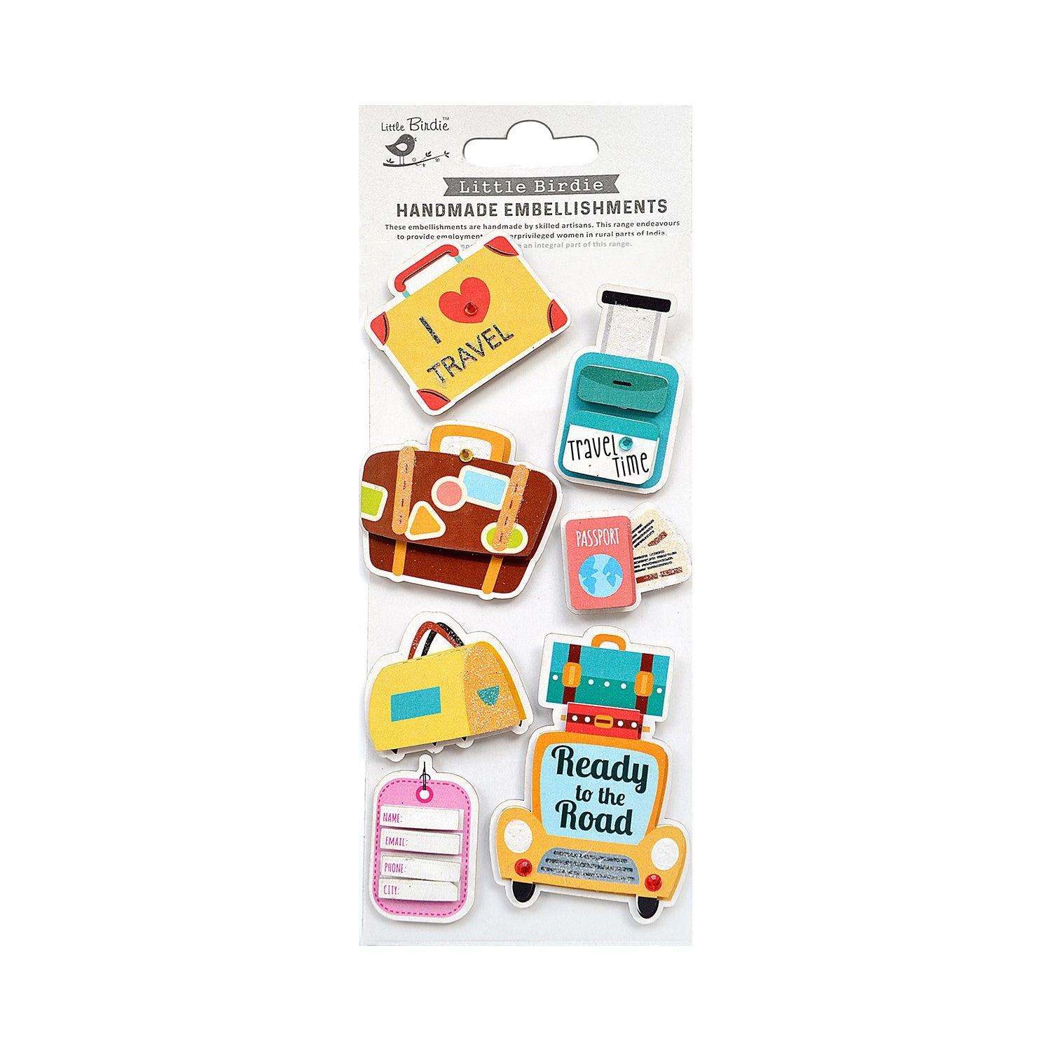 Handmade Stickers 3D Travel Time 7pc