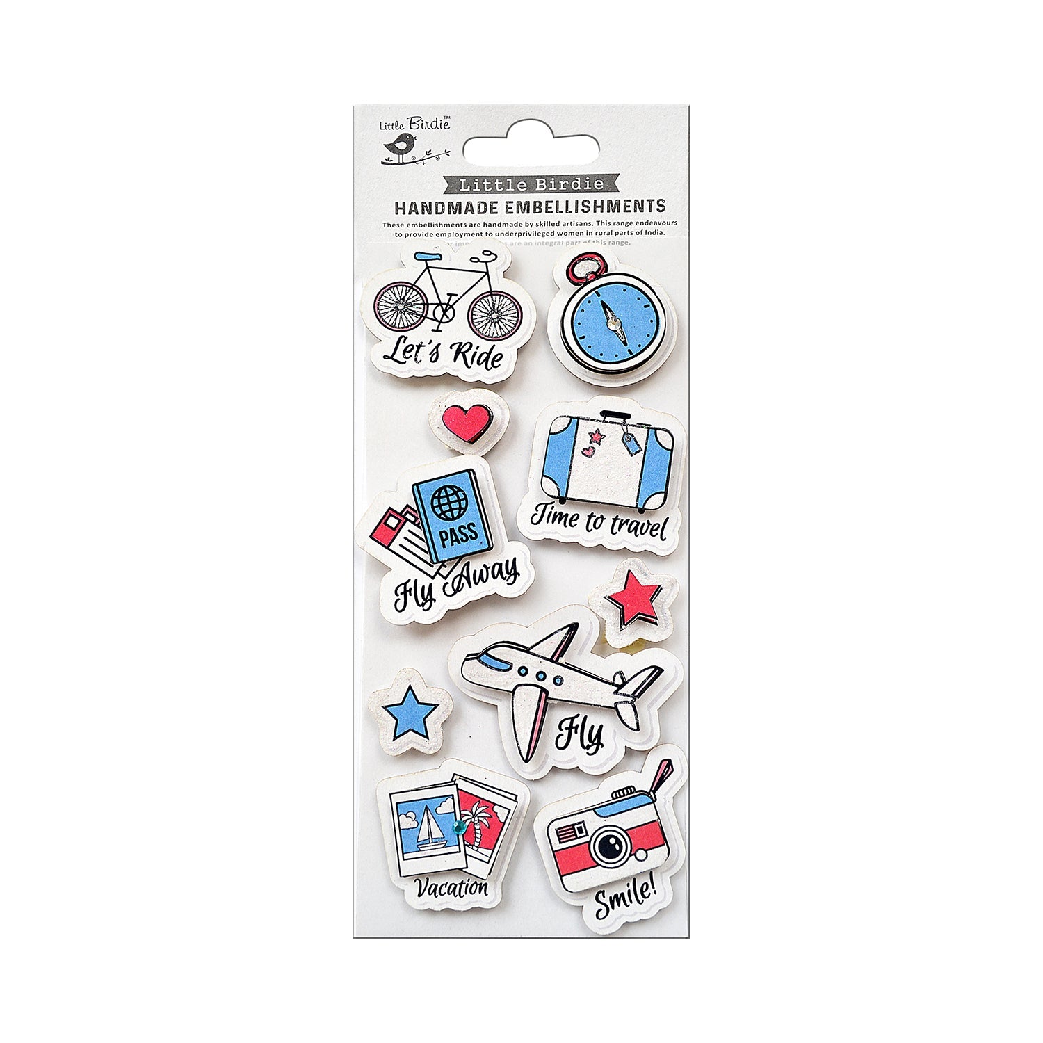 Handmade Stickers 3D Time to Travel 10pc