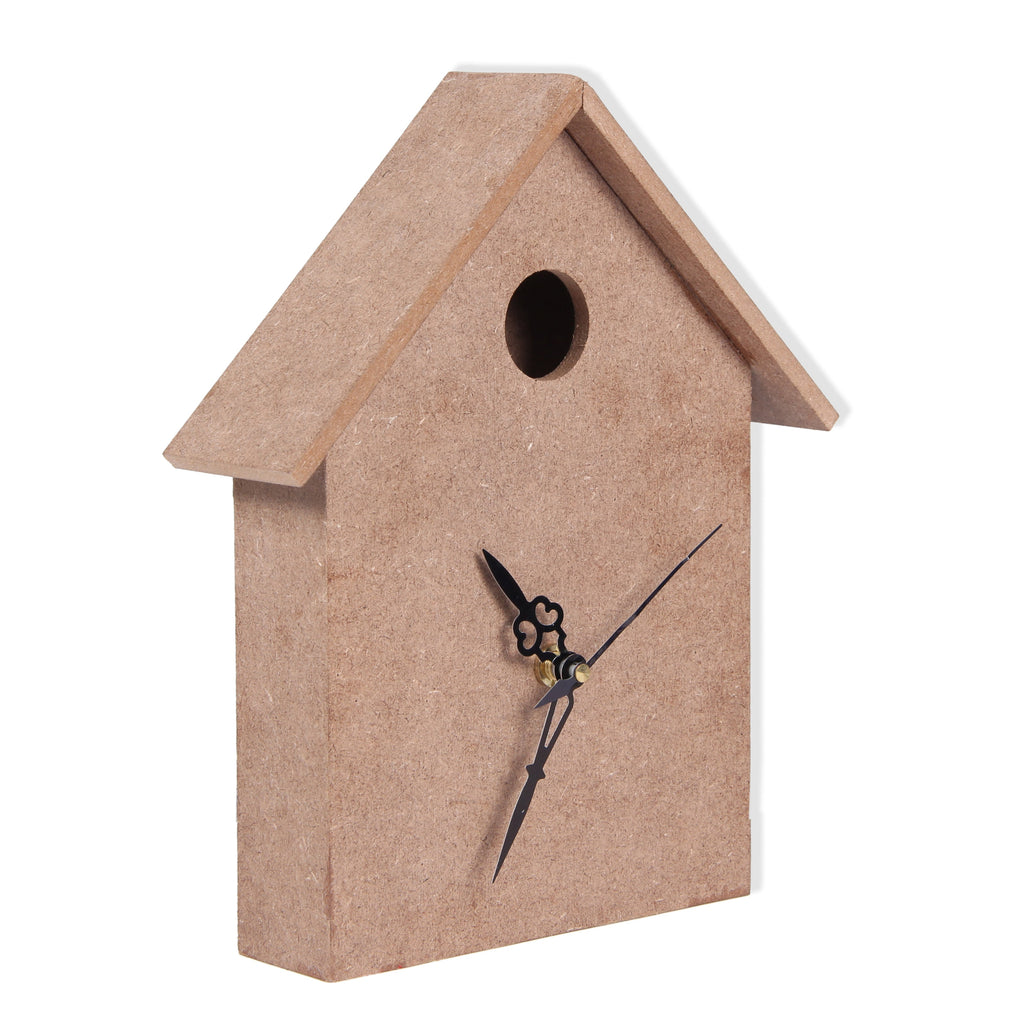 MDF Table Clock Bird House L9.25 X W7.75inch 1pc