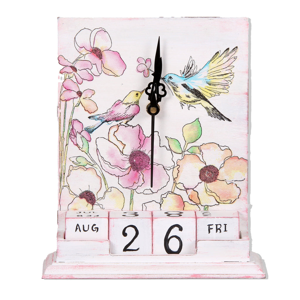 MDF Table Clock with Calendar L 8.2 X W7.1inch 1pc