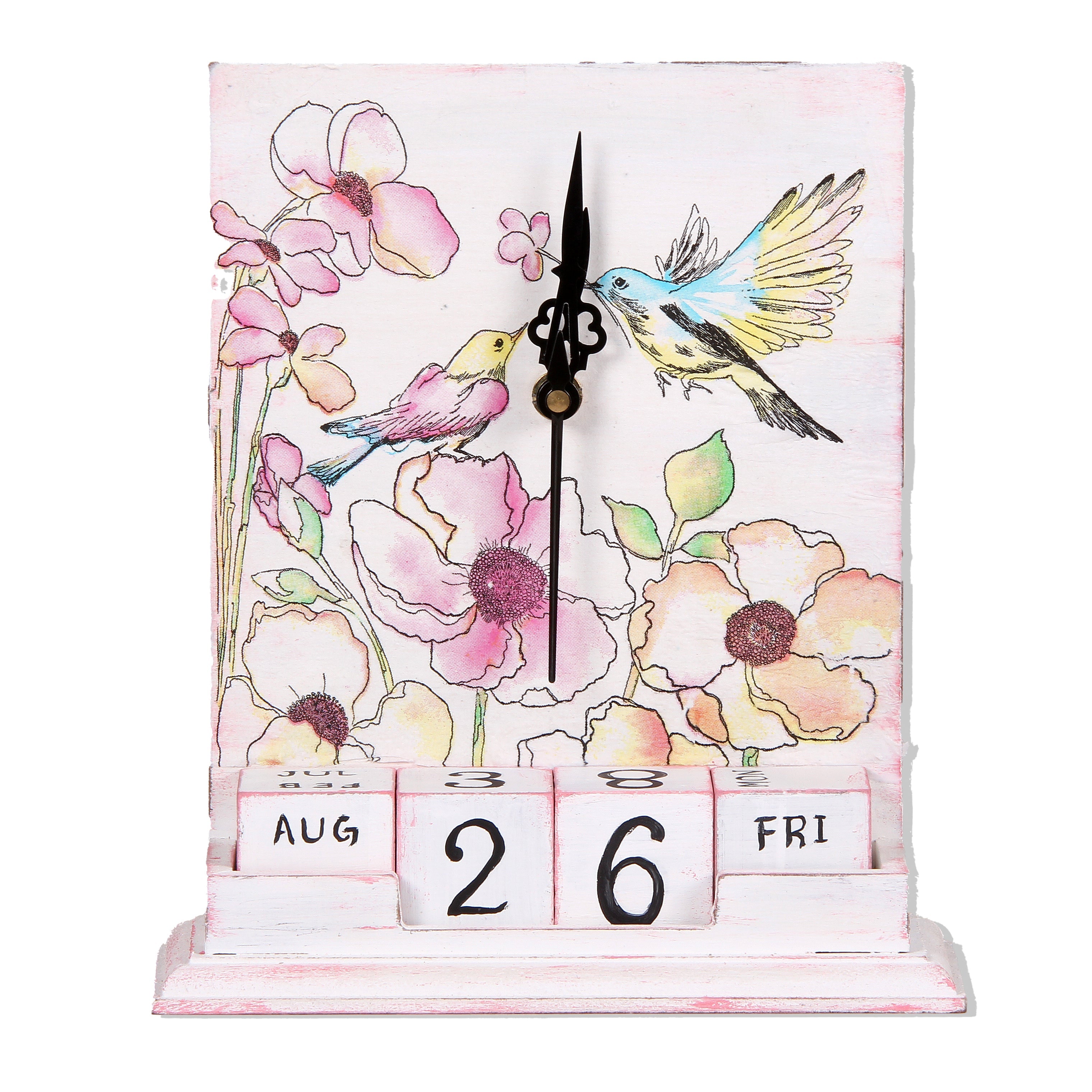 MDF Table Clock with Calendar L 8.2 X W7.1inch 1pc