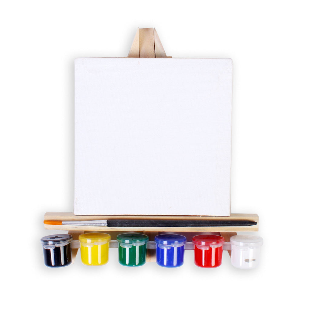 Mini Display Easel With Canvas Art Paint & Brush Kit