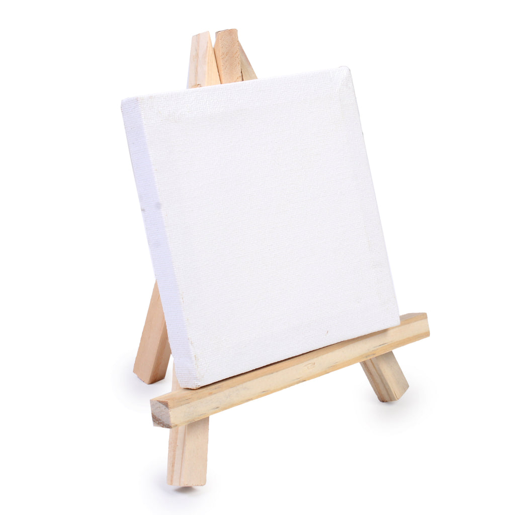 Mini Display Easel With Canvas Art Paint & Brush Kit
