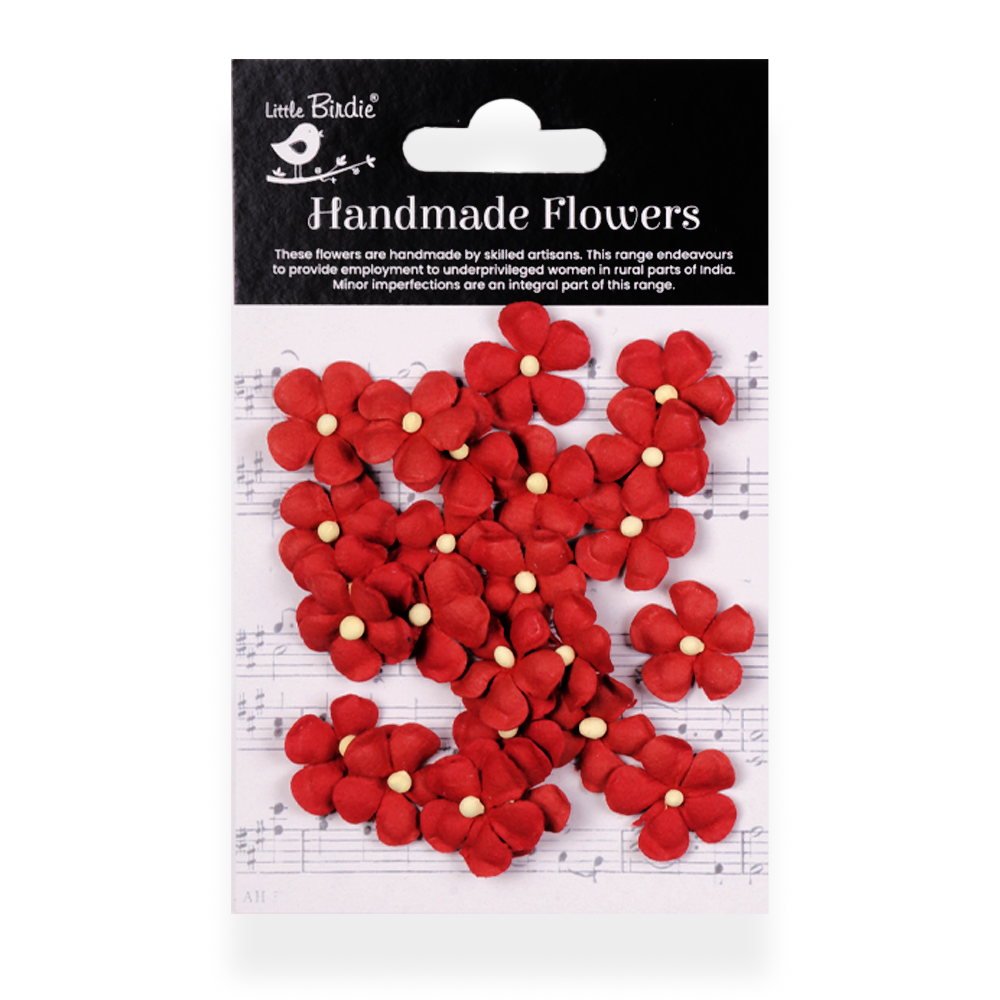 Handmade Flowers Cardinal Red Georgina Approx 2cm 24pc