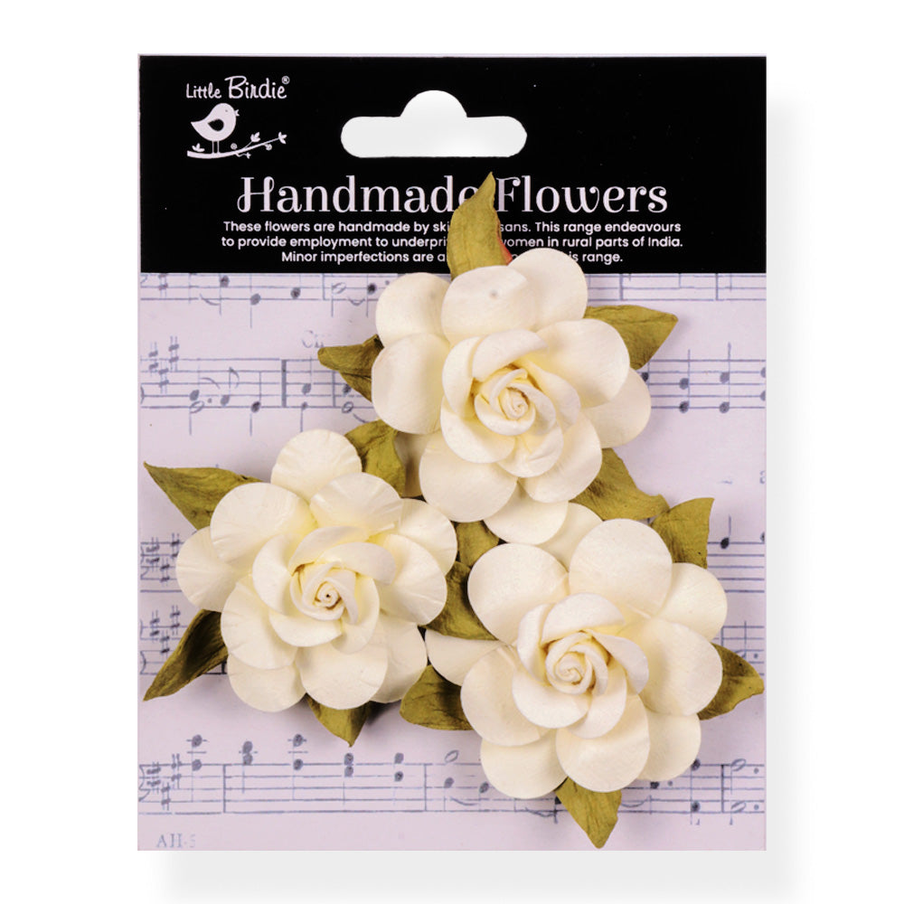 Handmade Flowers Ivory Pearl Karl Approx 6Cm 3Pc