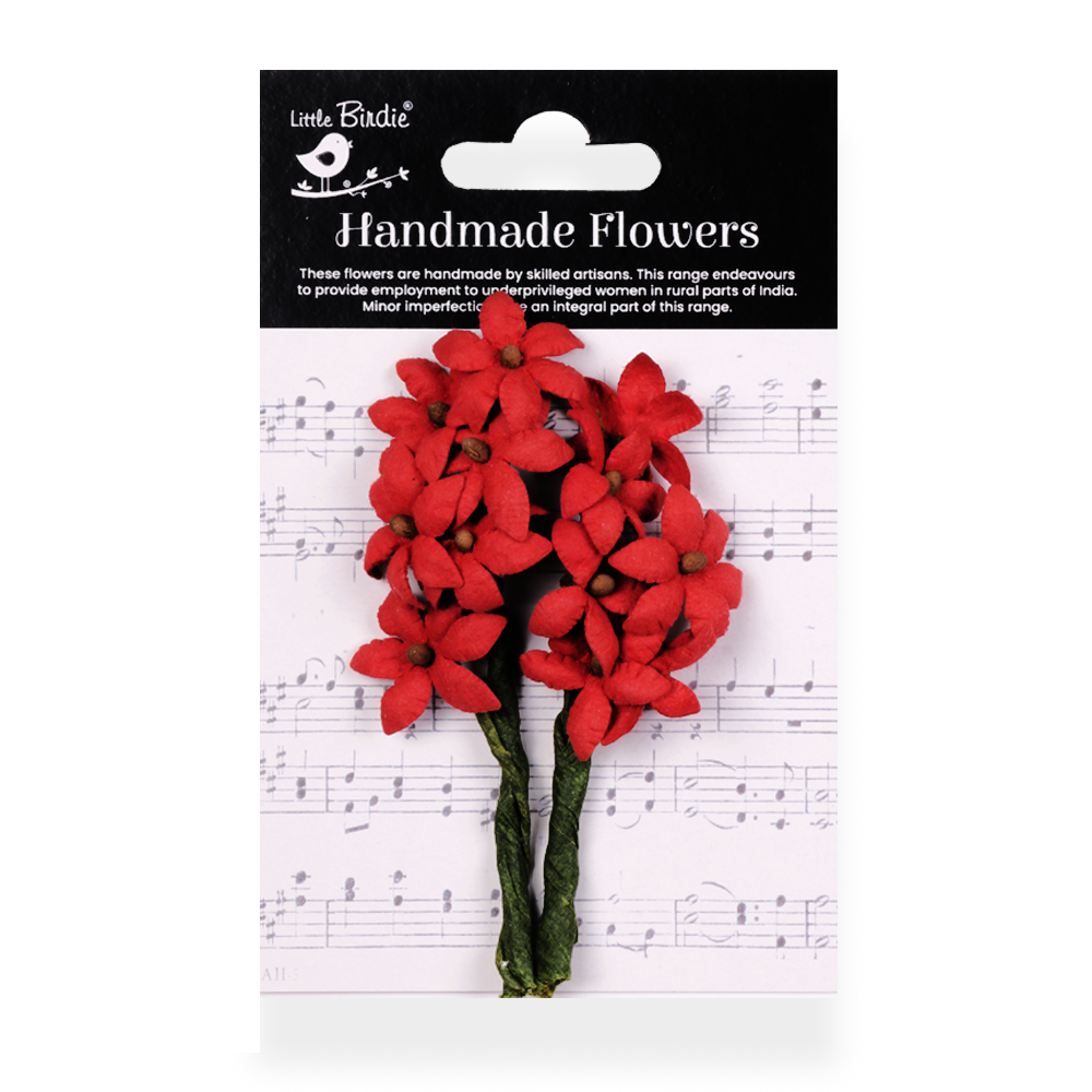 Handmade Flowers Cardinal Red Tabitha Approx 3cm 2pc