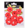 Handmade Flowers Cardinal Red Fiorella Approx 3 & 4Cm 10Pc