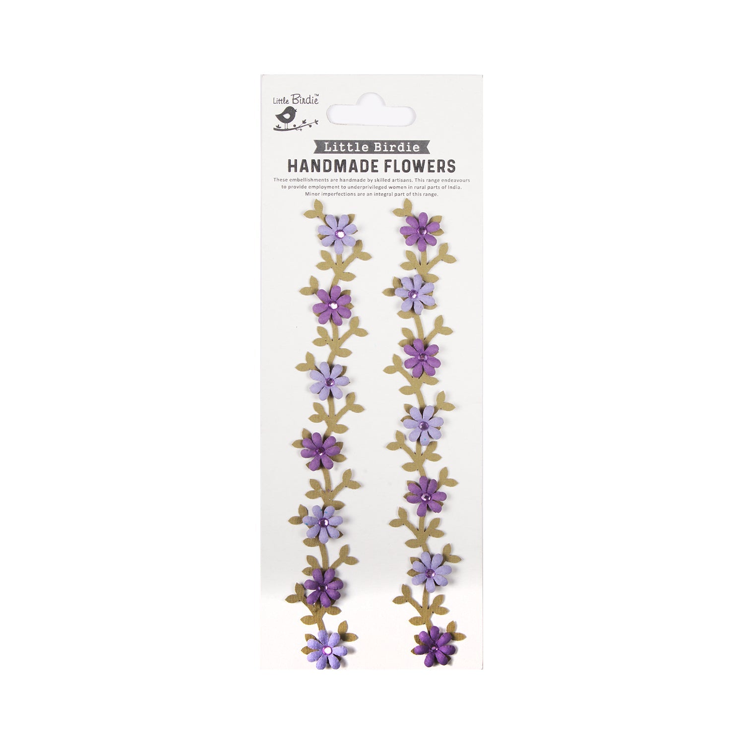 Handmade Stickers Jewel Floral Vine Purple 2pc PBCI LB
