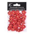 Handmade Flowers Cardinal Red Beaded Blooms Approx 2cm 30pc