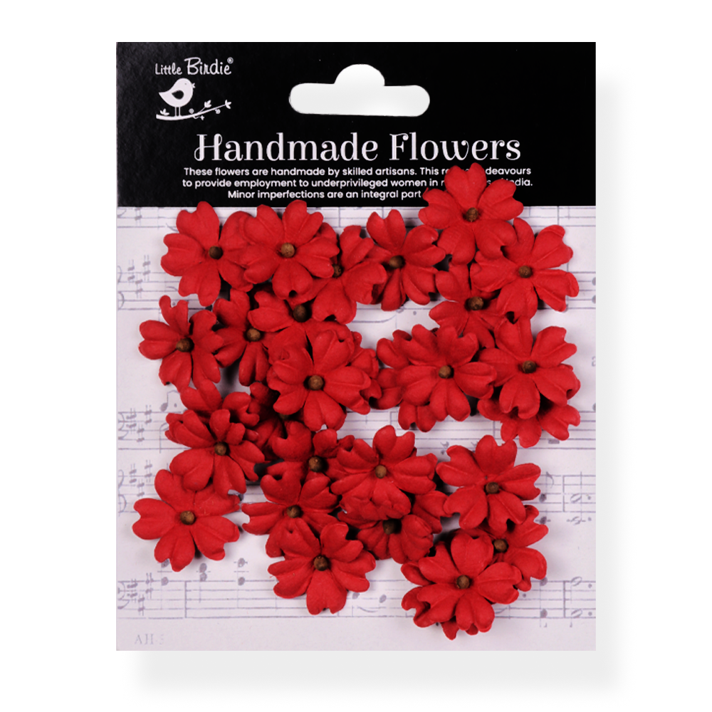 Handmade Flowers Cardinal Red Carin Approx 2.5cm 30pc