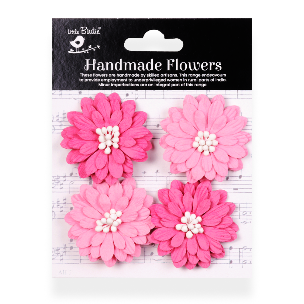 Handmade Flowers Precious Pink Astra Approx 5Cm 4Pc