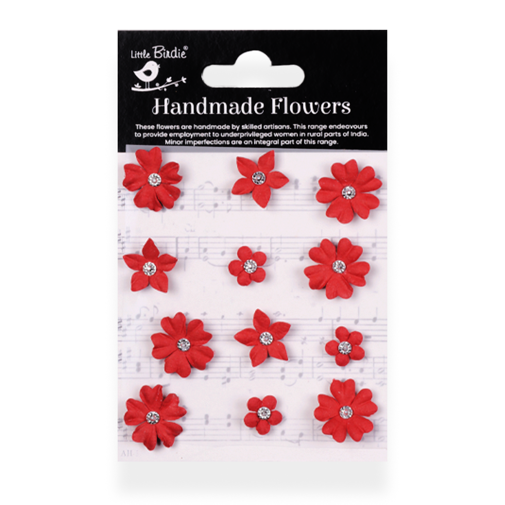 Handmade Flowers Cardinal Red Karolina Approx 1.3& 2cm 12pc