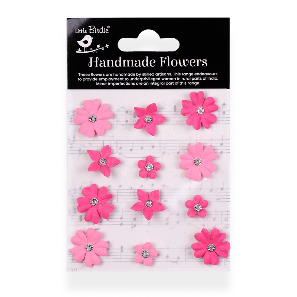 Handmade flowers Precious Pink Karolina Approx 1.3 & 2cm 12pc