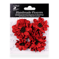 Handmade Flowers Cardinal Red Galina Approx 4 &6cm 4pc