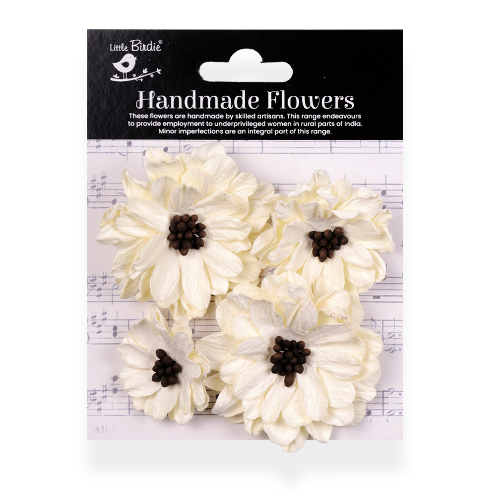 Handmade flowers Ivory Pearl Galina Approx 4 &6Cm 4Pc