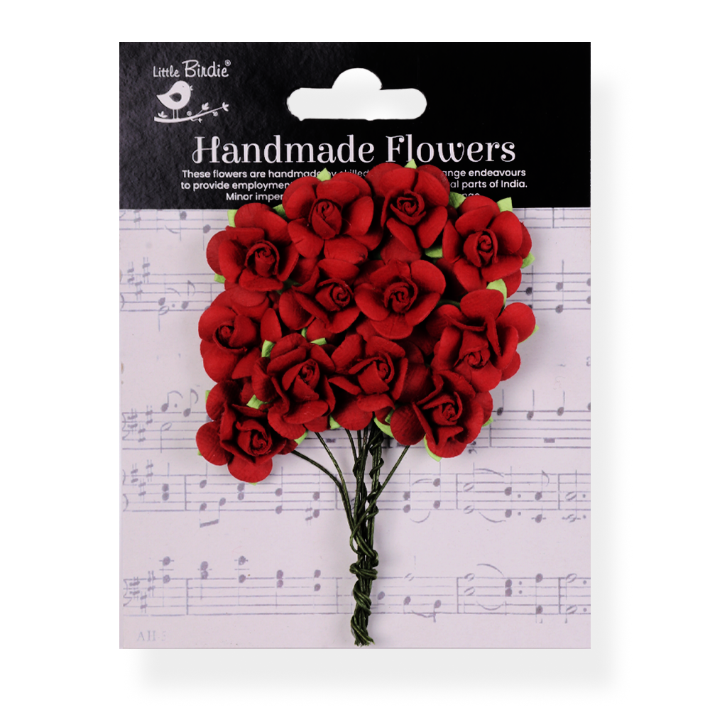 Handmade Flowers Cardinal Red Catalina Approx 2.5Cm 12Pc
