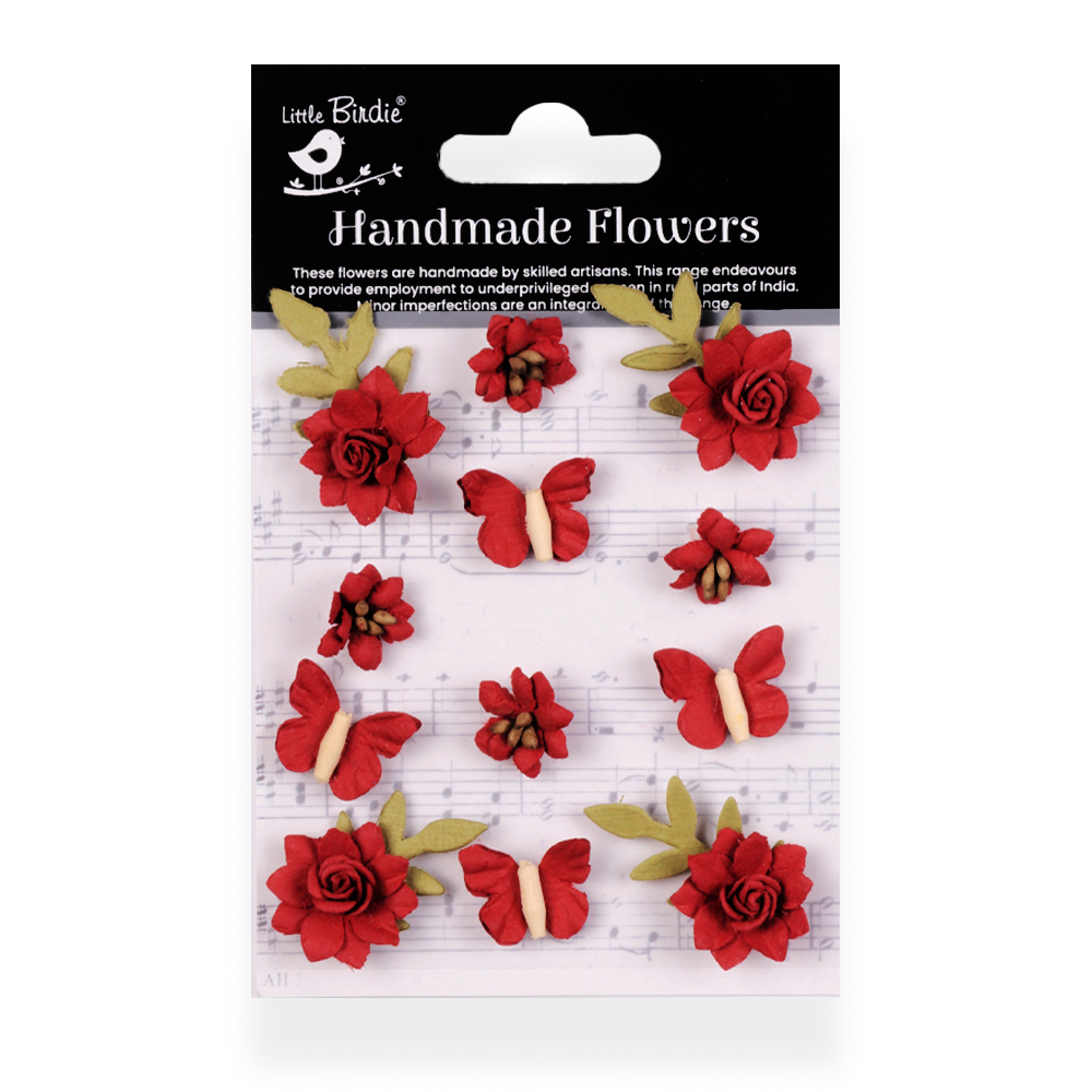 Handmade Flowers Cardinal Red Cloria 12Pc