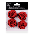 Handmade Flowers Cardinal Red Ellis Approx 4Cm 4Pc