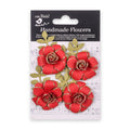 Handmade Flowers Cardinal Red Pixie Rose Approx 5Cm 4Pc