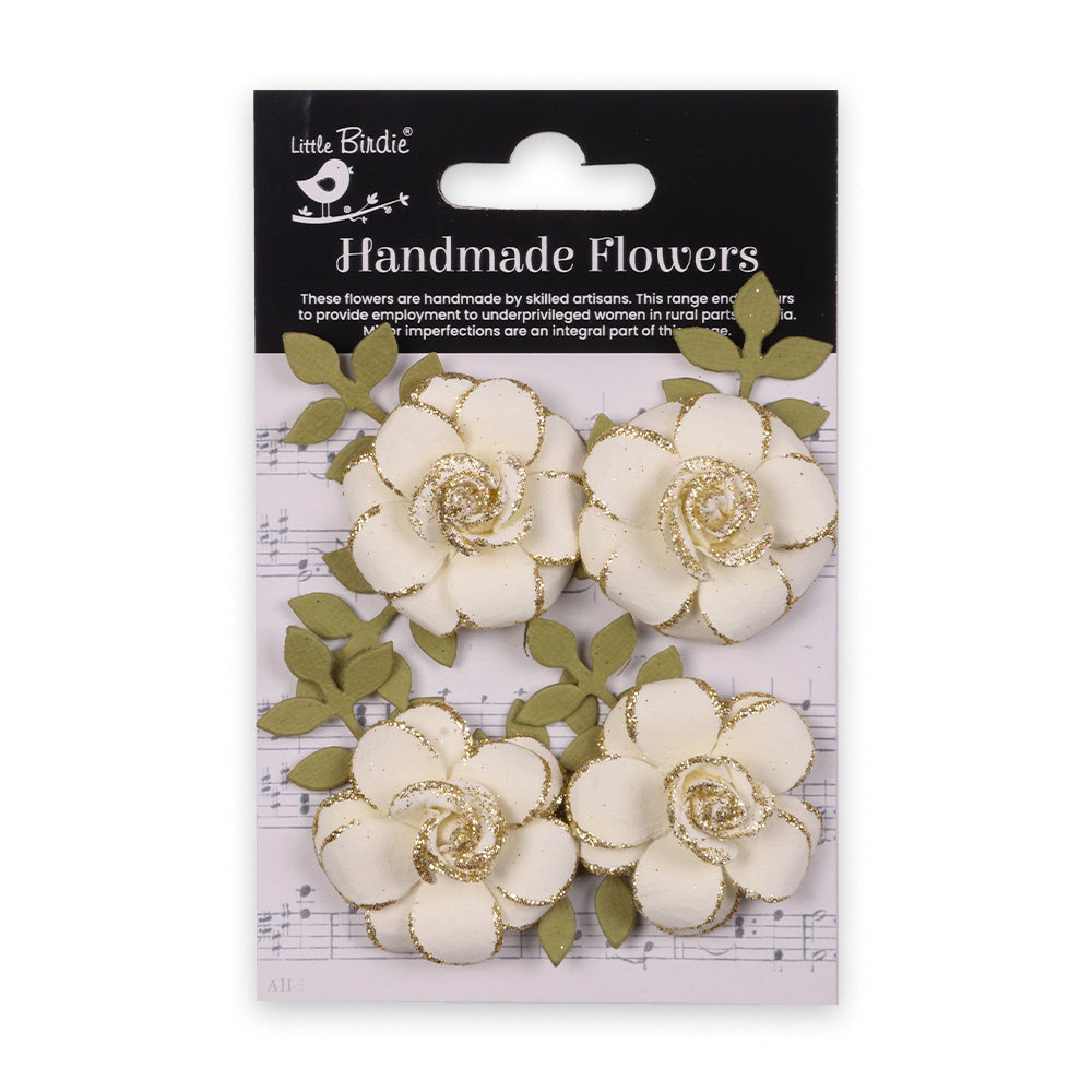 Handmade flowers Ivory Pearl Pixie Rose Approx 5cm 4pc