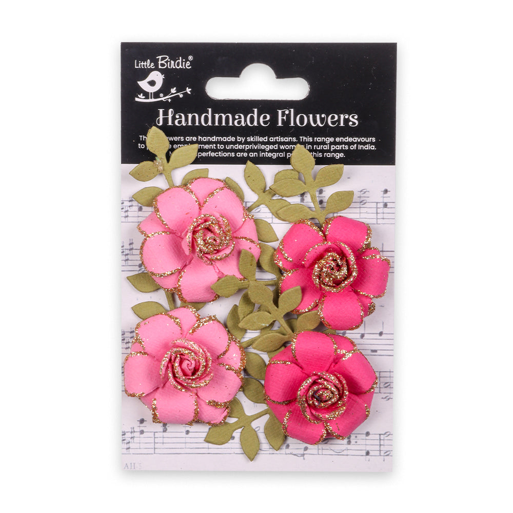 Handmade flowers Precious Pink Pixie Rose Approx 5cm 4pc