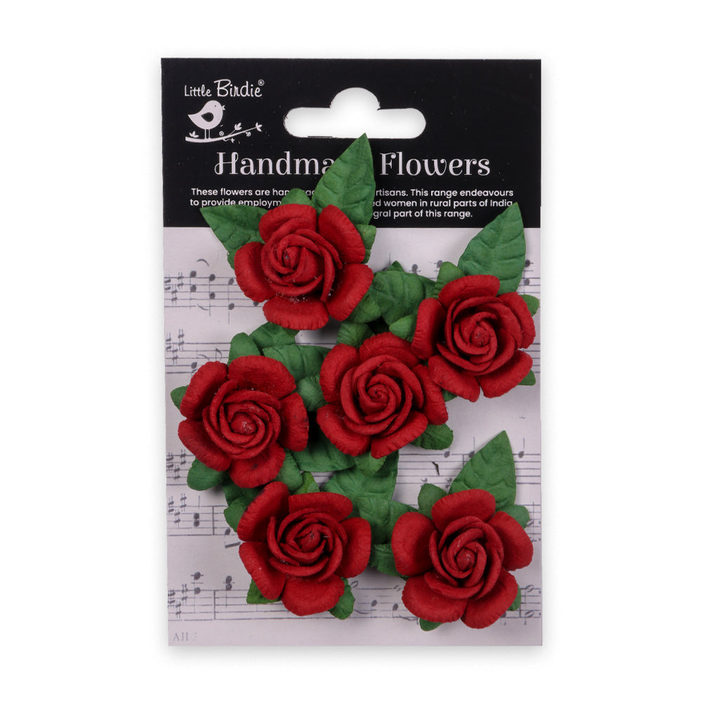 Handmade Flowers Cardinal Red Beatriz Approx 4cm 6pc