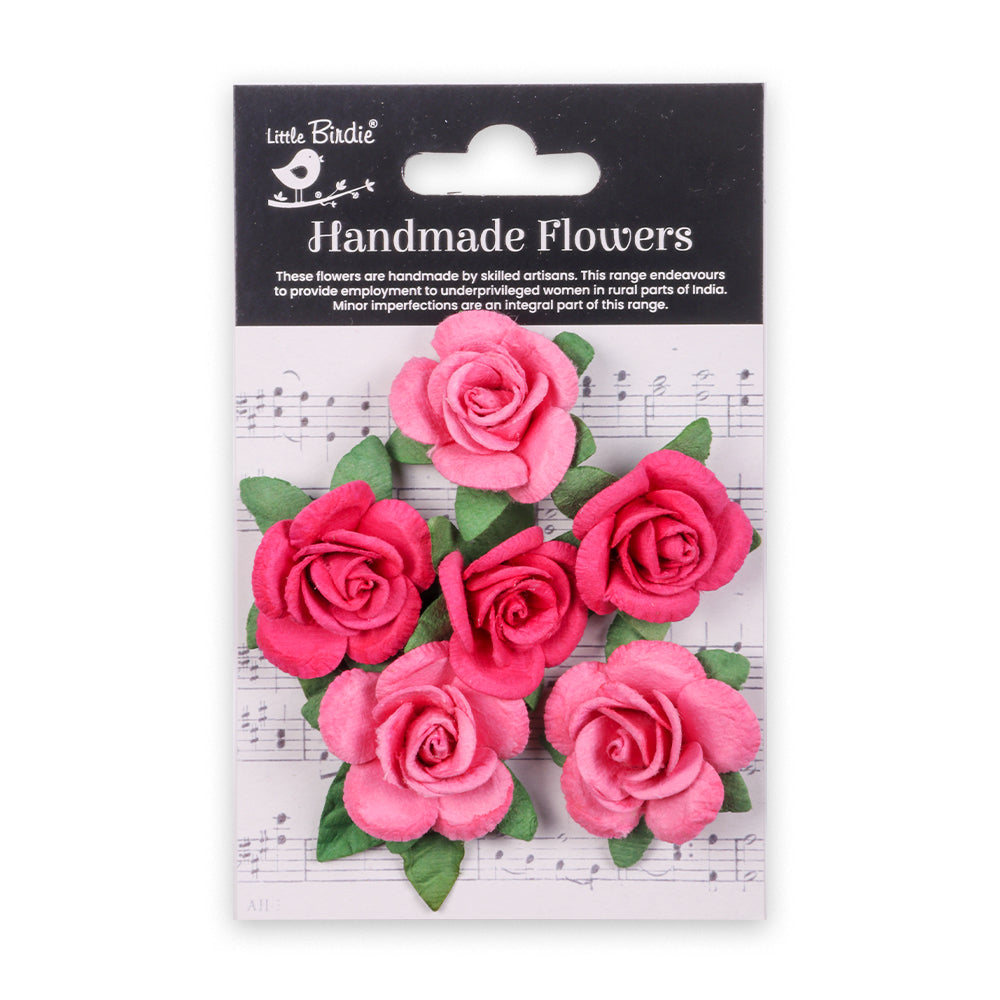 Handmade flowers Precious Pink Beatriz Approx 4Cm 6Pc