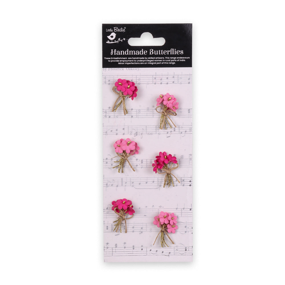 Handmade flowers Precious Pink Bouquet Approx 2.5cm 6pc
