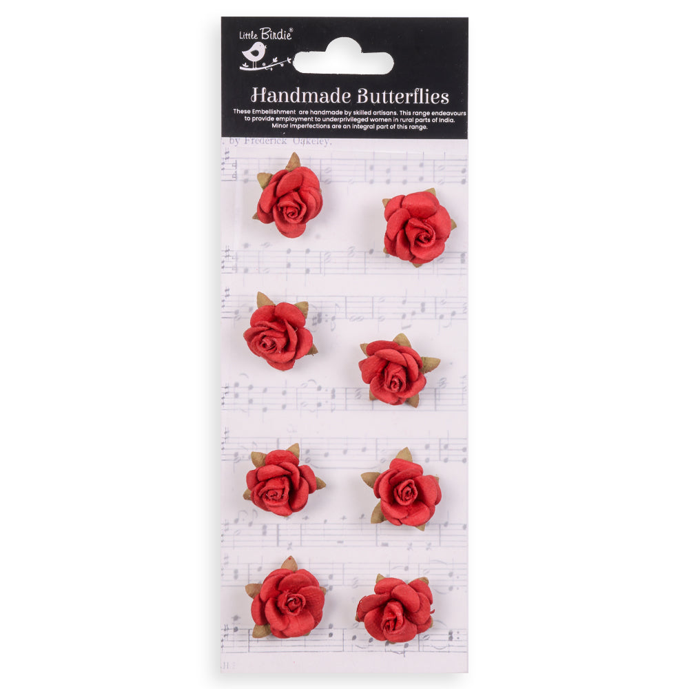 Handmade Flowers Cardinal Red Tilly Approx 3Cm 8Pc