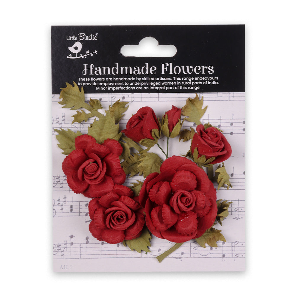 Handmade Flowers Cardinal Red Vida Approx 2.5 &5Cm 8Pc