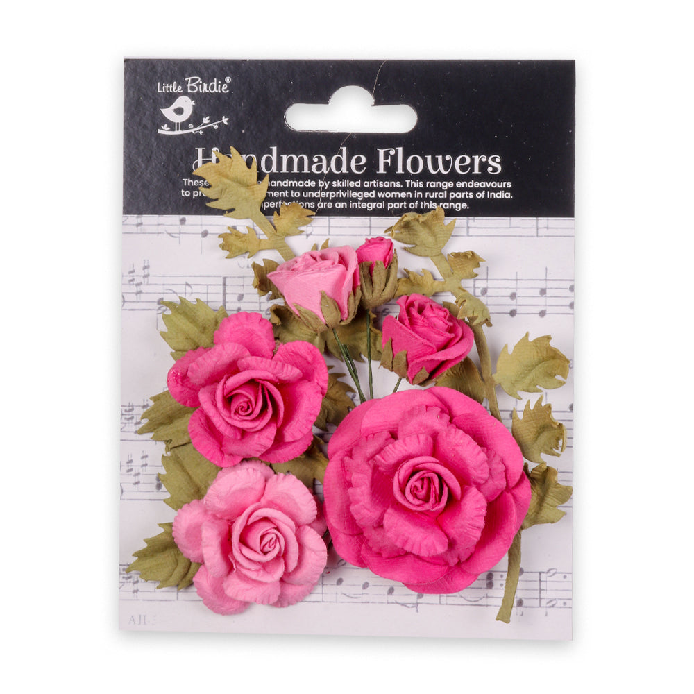 Handmade Flowers Precious Pink Vida Approx 2.5 &5Cm 8Pc