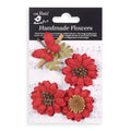 Handmade Flowers Cardinal Red Nyra Approx 1.5& 2.5Cm 4Pc