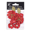 Handmade Flowers Cardinal Red Liora Approx 2 &4.5Cm 9Pc