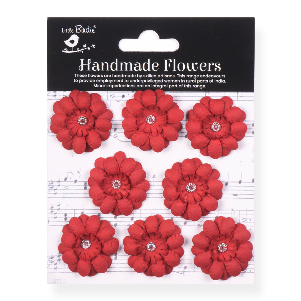 Handmade Flowers Cardinal Red Kaspar Approx 3cm 8pc