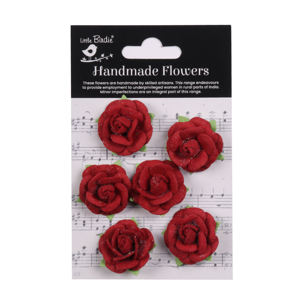 Handmade Flowers Cardinal Red Angle Approx 5Cm 6Pc