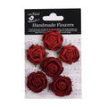 Handmade Flowers Cardinal Red English Roses Approx 3Cm 6Pc