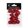 Handmade Flowers Cardinal Red Embossed Daisies Approx 5cm 12pc