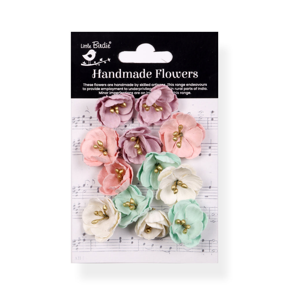 Handmade Flowers Fairy Garden Embossed Daisies Approx 3Cm 12Pc
