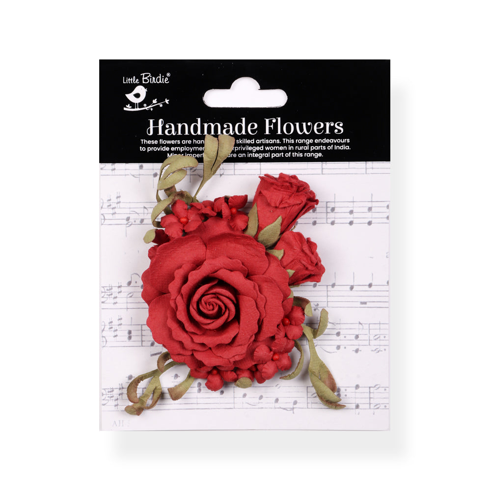 Handmade Flowers Cardinal Red Larrisa Approx 11cm 1pc