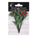Handmade Flowers Cardinal Red Berry Branch Approx 1.5cm 3pc