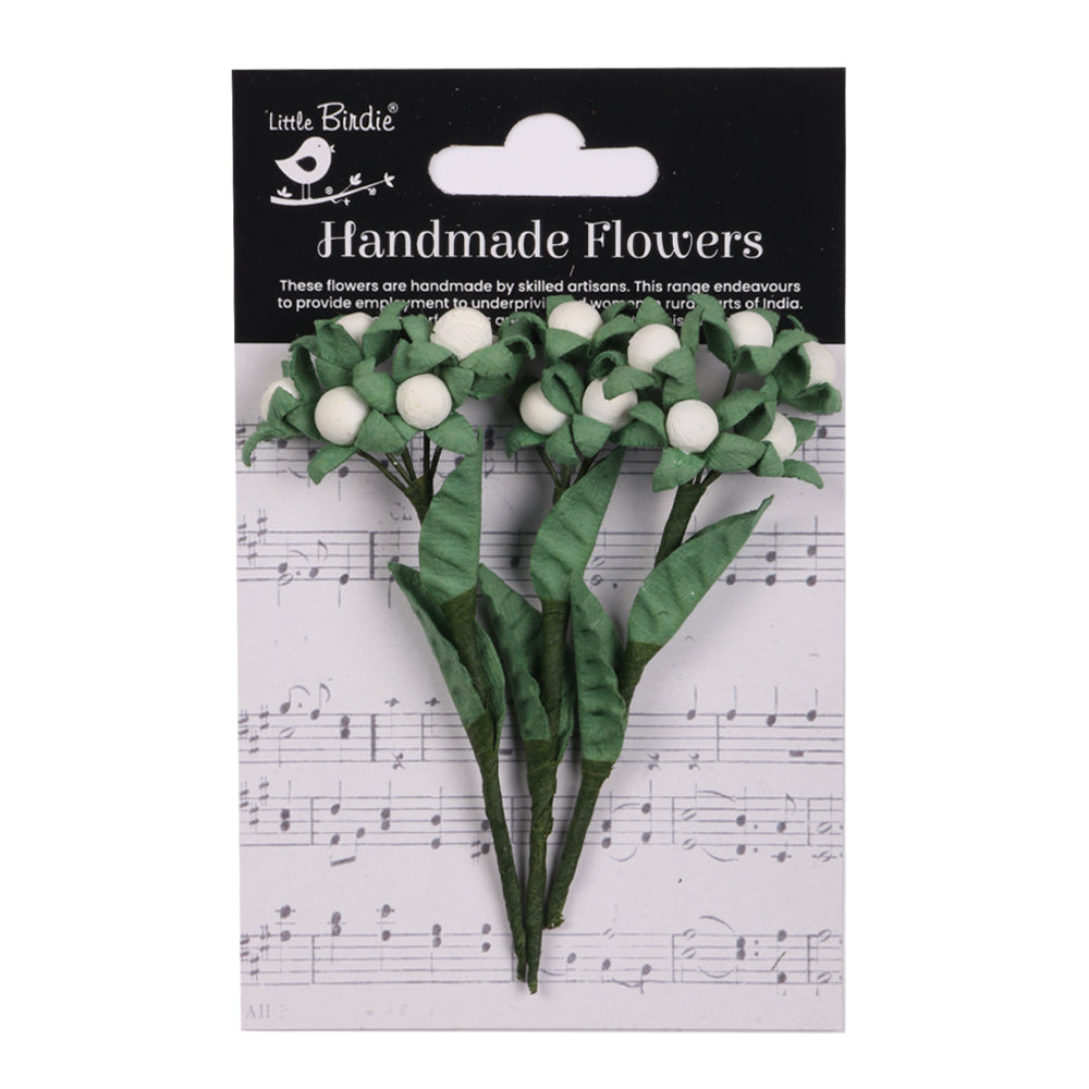 Handmade flowers Ivory Pearl Berry Branch Approx 1.5Cm 3Pc