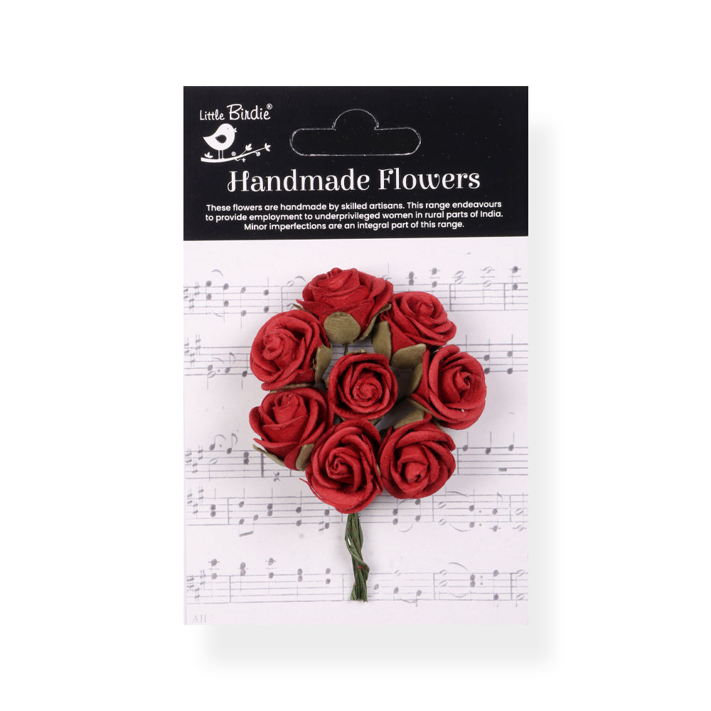 Handmade Flowers Cardinal Red Charlie Approx 2Cm 8Pc